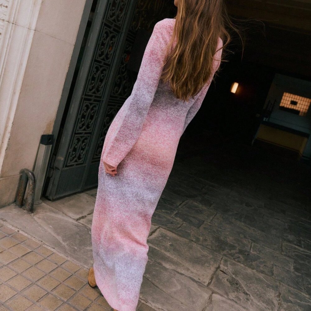 Pink Elegant Women's Gradient Ombre Maxi Dress - Picture 2 of 14